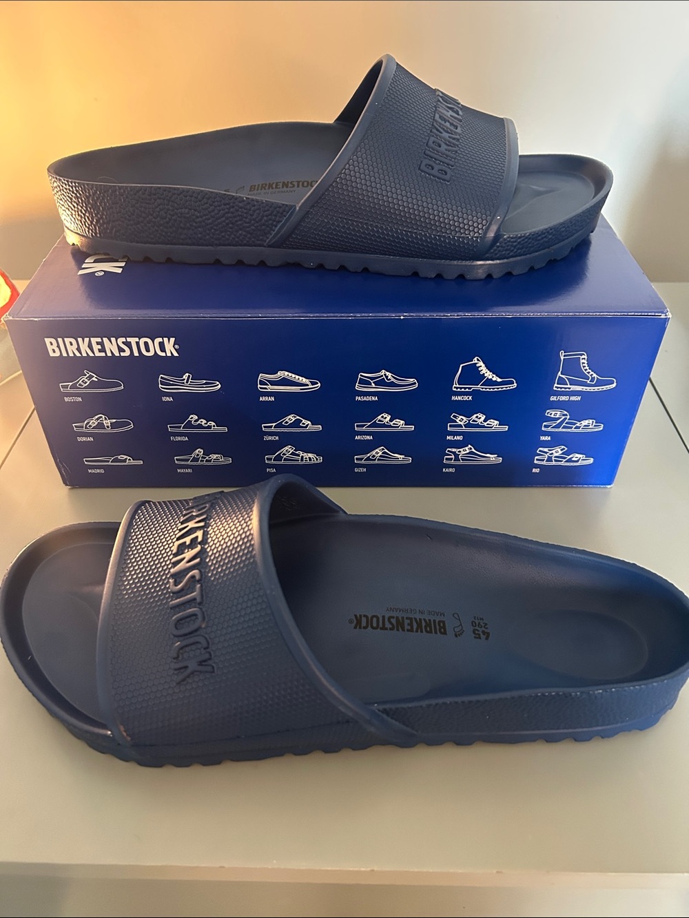 NWT Birkenstock Blue  EVA Slide Sandals